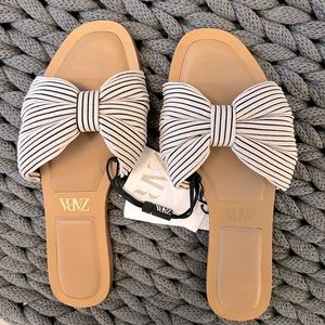 ZARA Knotted fabric flat sandal brand new size 35 / USA size 5 with tags summer